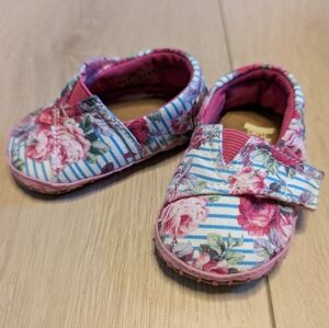 TOMS Pink Floral Baby Shoes